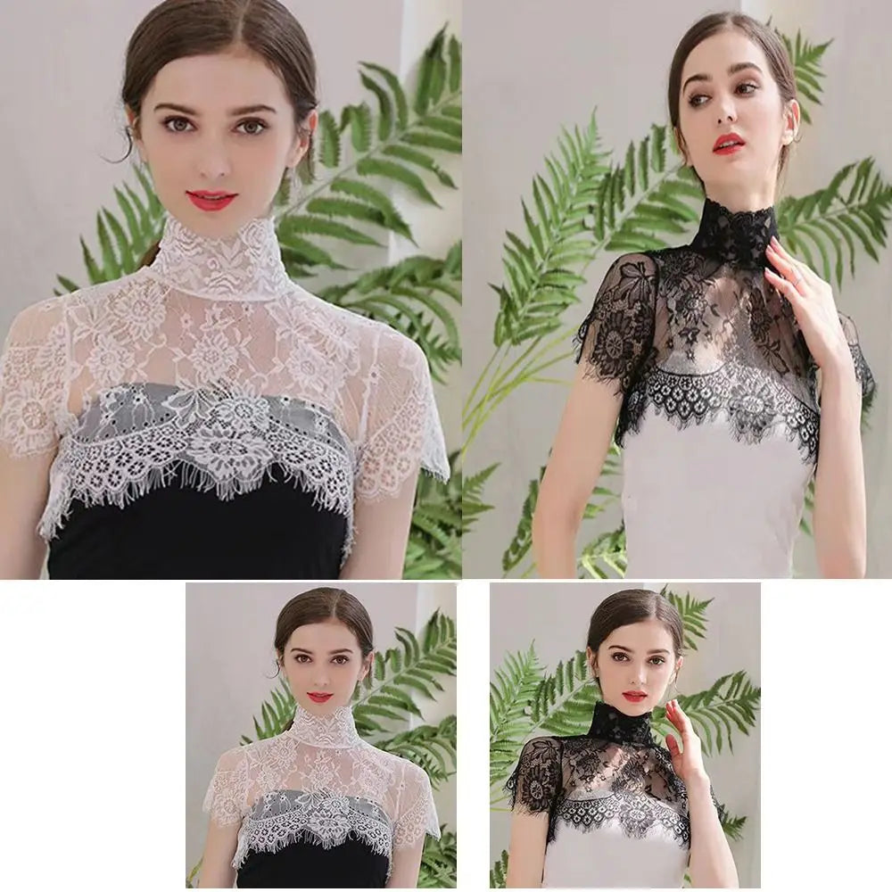 Women's Lace Detachable Fake Collar – Embroidered Lapel Scarf