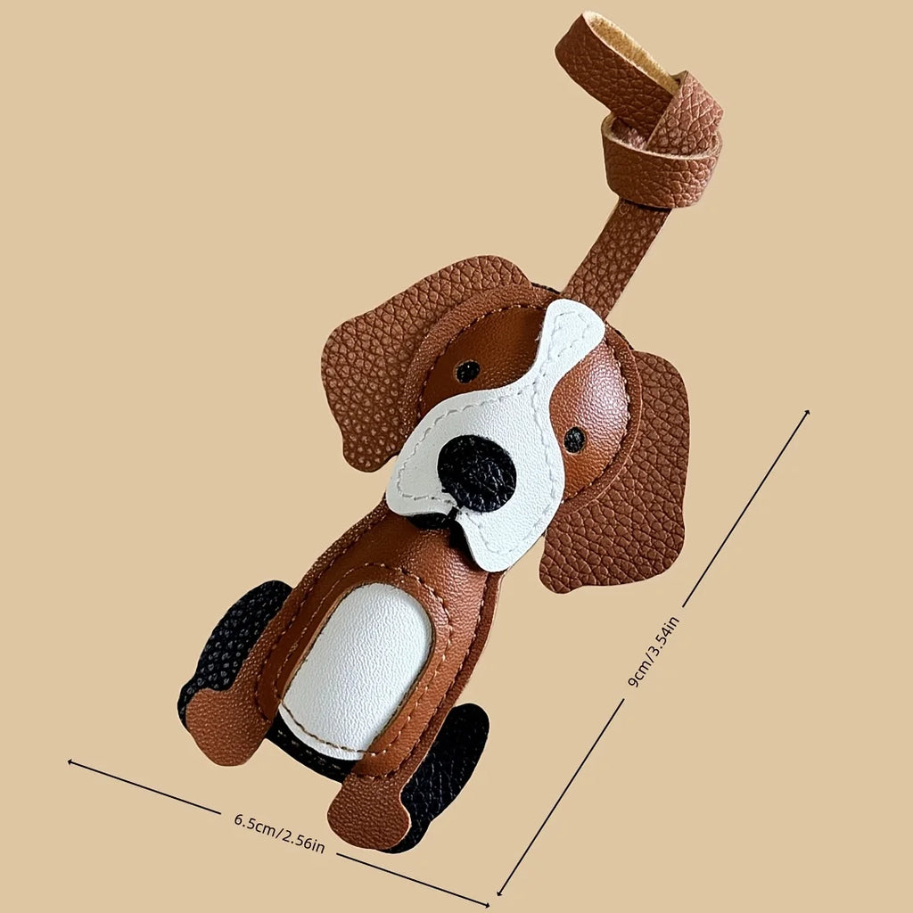 Border Collie Dog Keychain – PU Leather Puppy Bag Charm