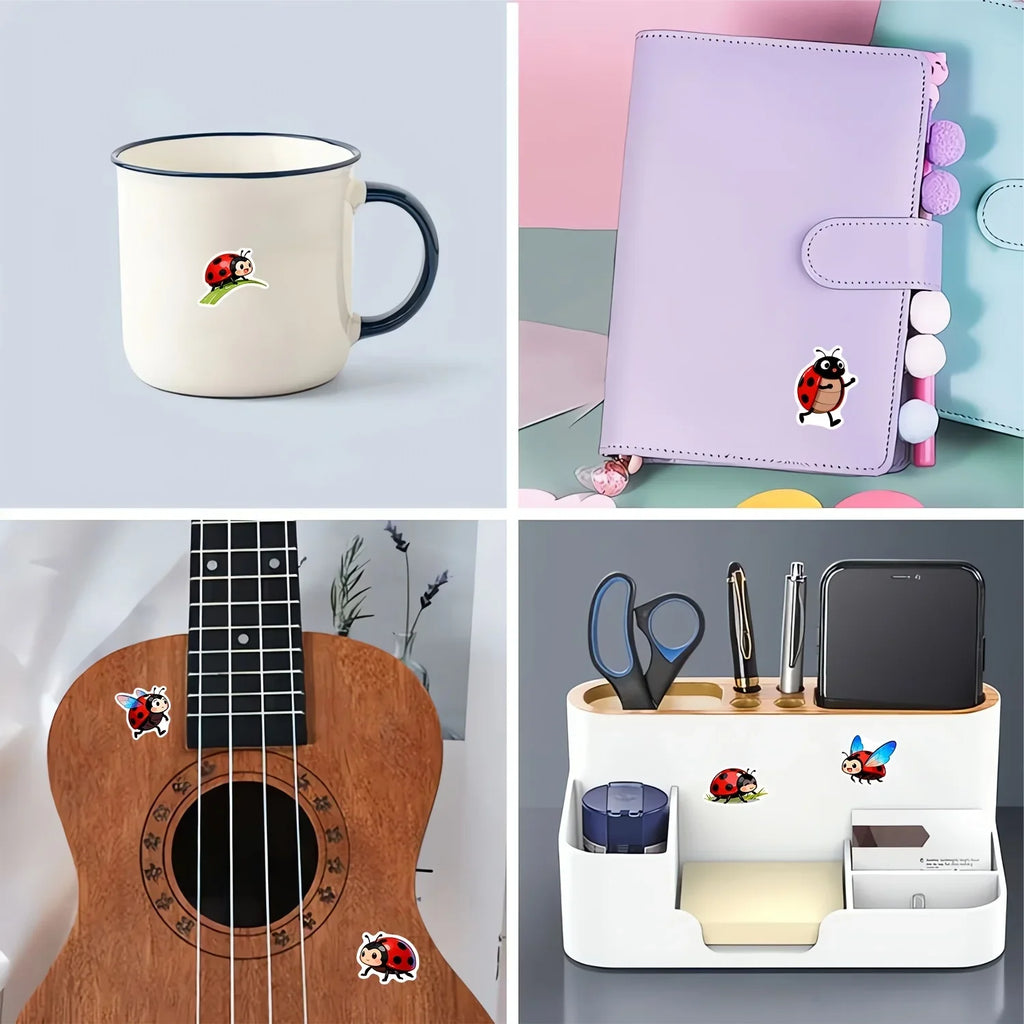 10 Cartoon Ladybug Stickers – Craft, Scrapbook & Decor Labels