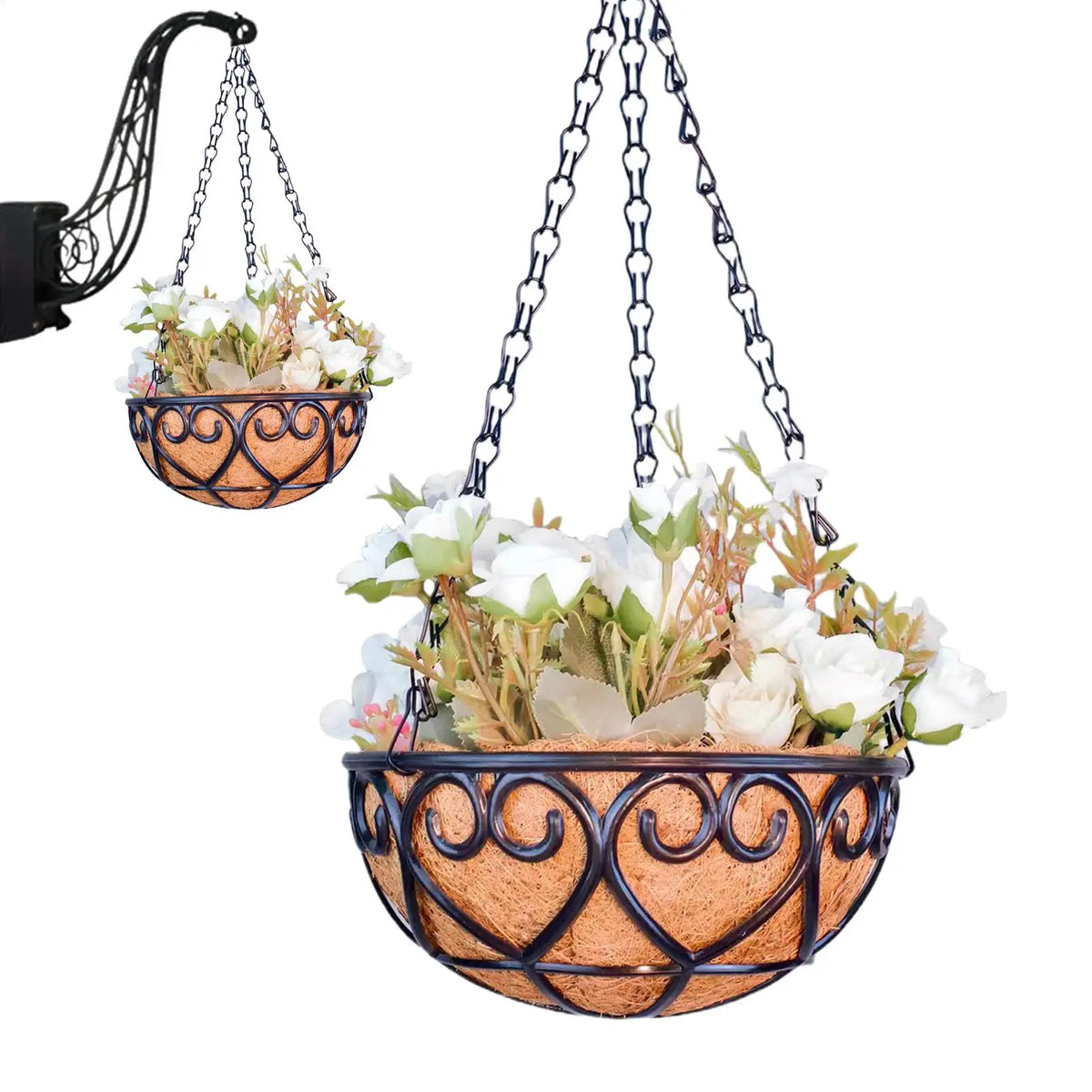 Resin Hanging Flower Pot with Chain | Outdoor Planter Basket