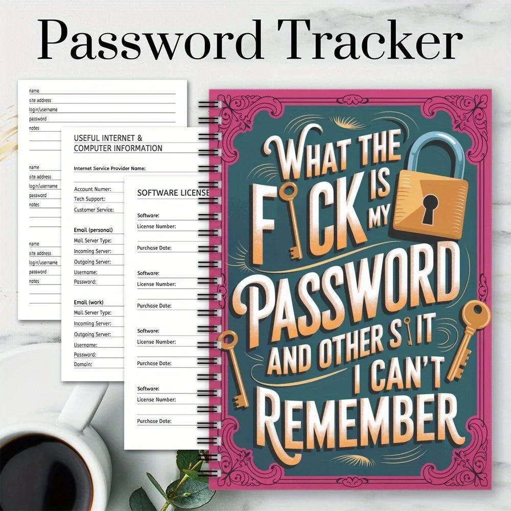 Spiral Password Notebook Logbook Paper Material Internet Website