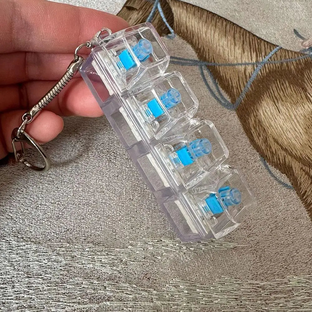 4-Key Mechanical Keyboard Keychain Fidget Clicker with LED