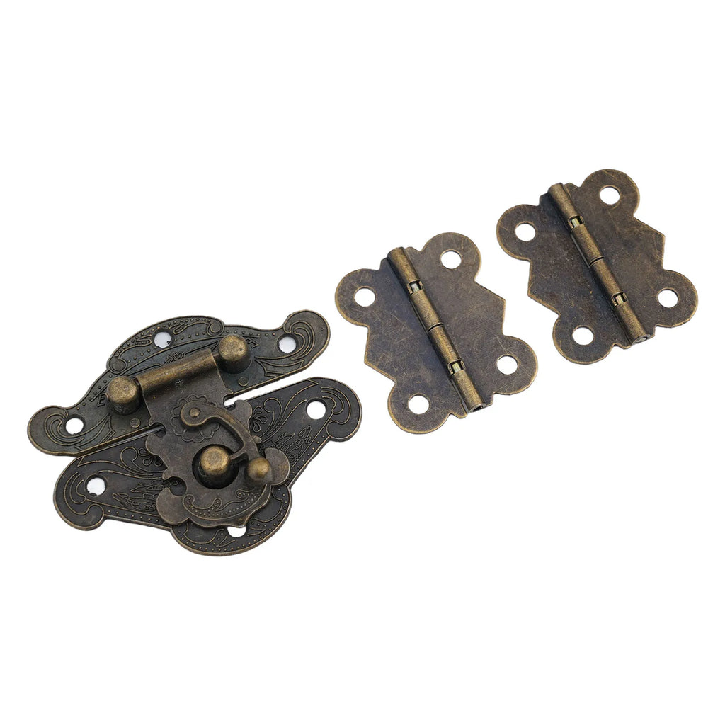 Antique Bronze Cabinet Hinge & Hasp Kit | Zinc Alloy Hardware