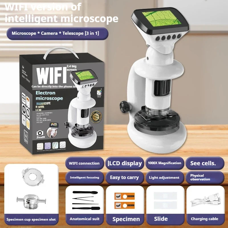 Children's WiFi Electronic Microscope with Screen – 500X