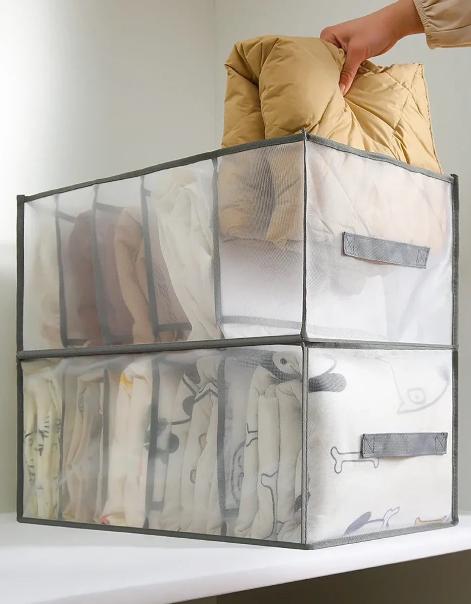 5-Grid Bedding Storage Box – Quilt, Sheet & Towel Organizer