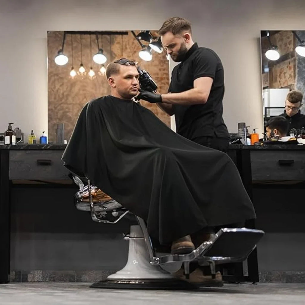 Anti-Static Salon Haircut Cape | Button Collar Hairdressing Gown