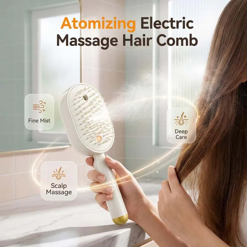2-in-1 Red Light Scalp Massager Brush with Mist Spray Comb