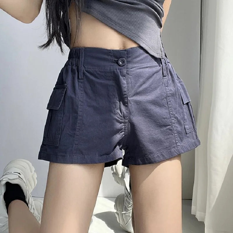 Women's Y2K Cargo Shorts – Low Waist Zipper Pockets Streetwear