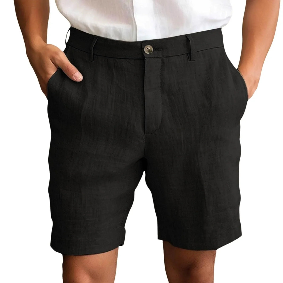 Men's Cotton Linen Shorts | Casual Beach Shorts with Pockets