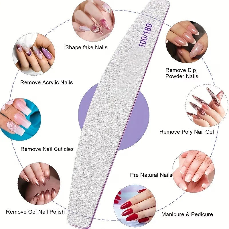 5-Piece Double-Sided Nail File Buffer Set – 100/180 Grit