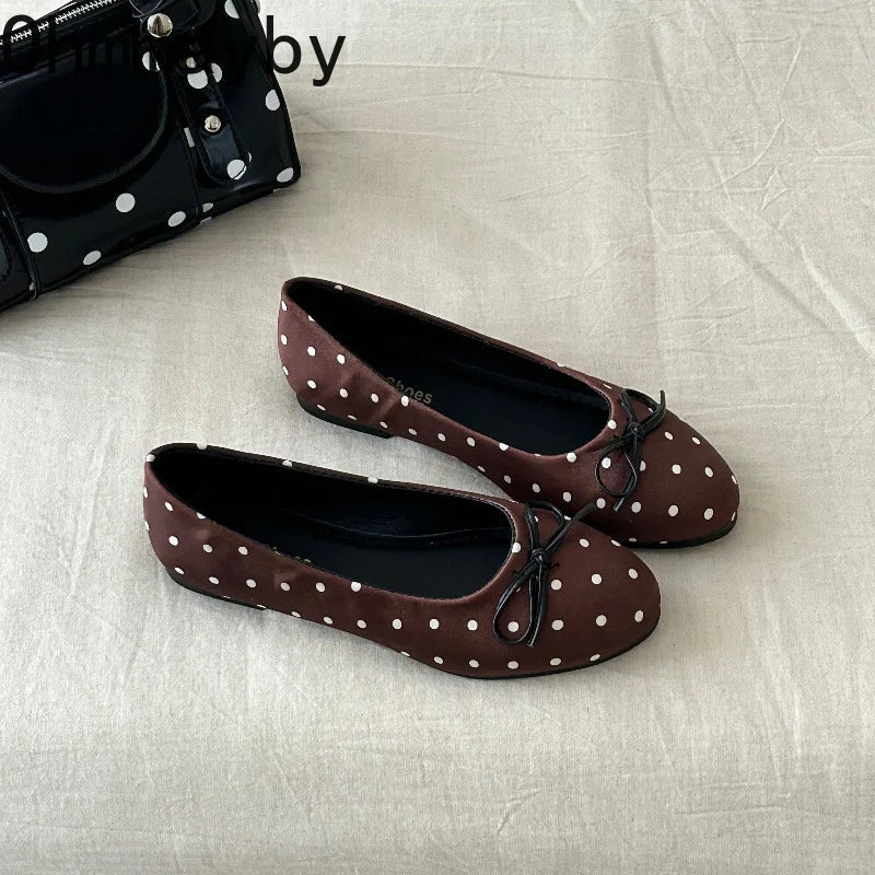 Polka Dot Women's Ballet Flats – Soft Sole Slip-On Dress Shoes