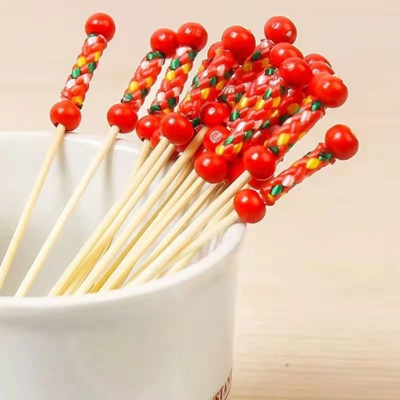 Party Banquet Celebration Festival Fruit Fork Disposable Bamboo