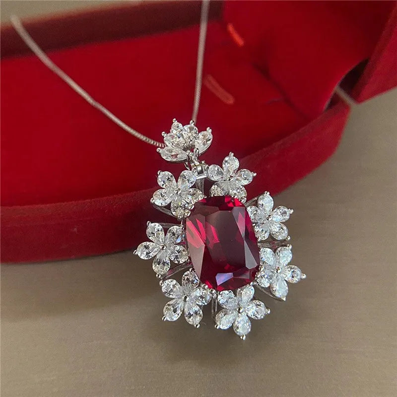 Huitan Bridal Cubic Zirconia Pendant Necklace | Wedding Jewelry