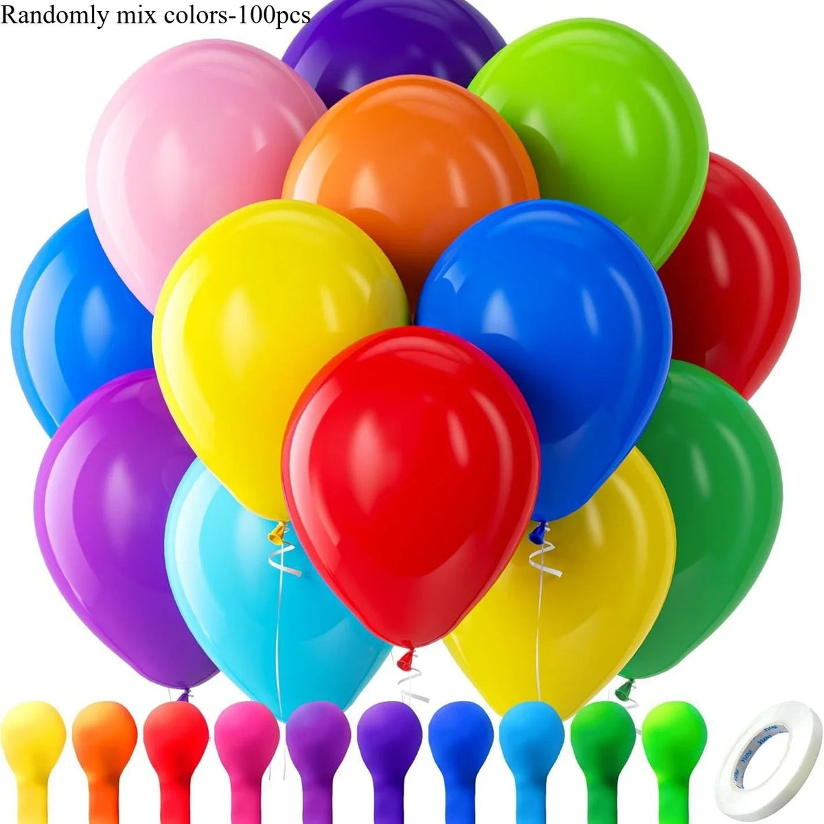100pcs Colorful Latex Balloon Kit – Party & Event Decoration