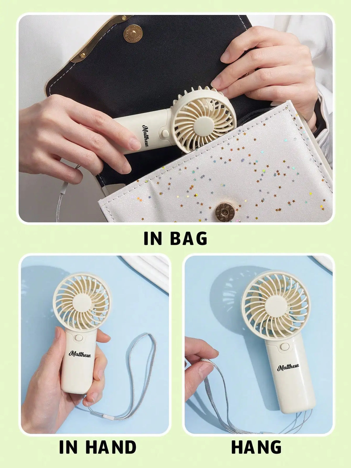 Custom Mini Handheld Fan with Lanyard – Personalized Gift