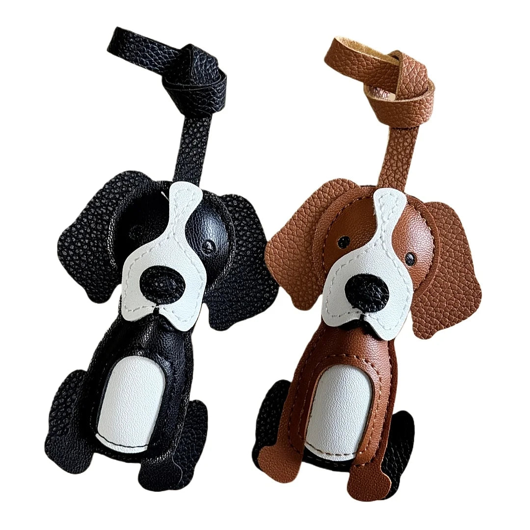Border Collie Dog Keychain – PU Leather Puppy Bag Charm