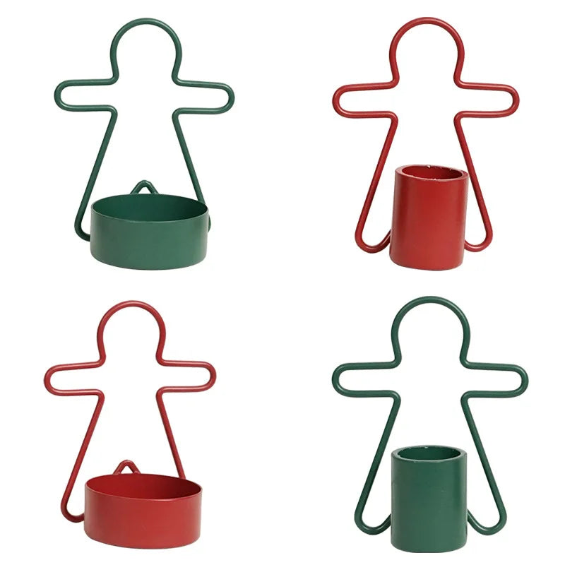 Simple Gingerbread Man Candlestick Decoration Ins Christmas-themed