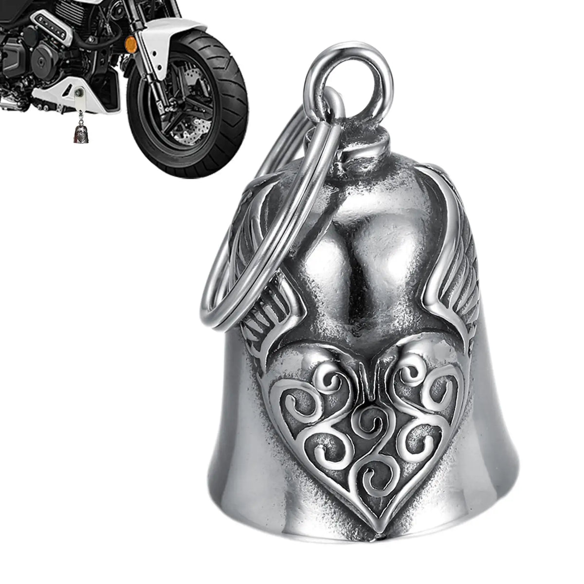 Heart Wing Motorcycle Bell Pendant Lucky Riding Good Luck Retro