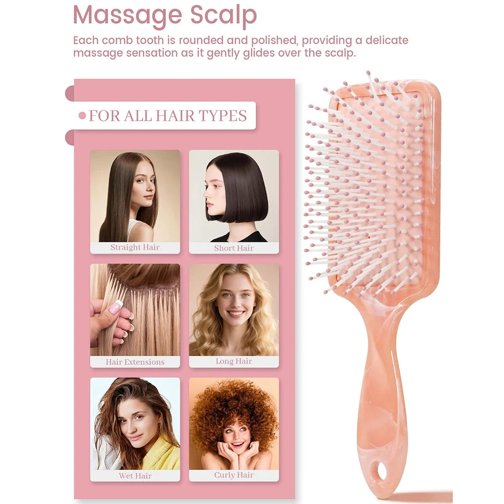 Marble Air Cushion Hairbrush – Anti-Static Detangling Comb