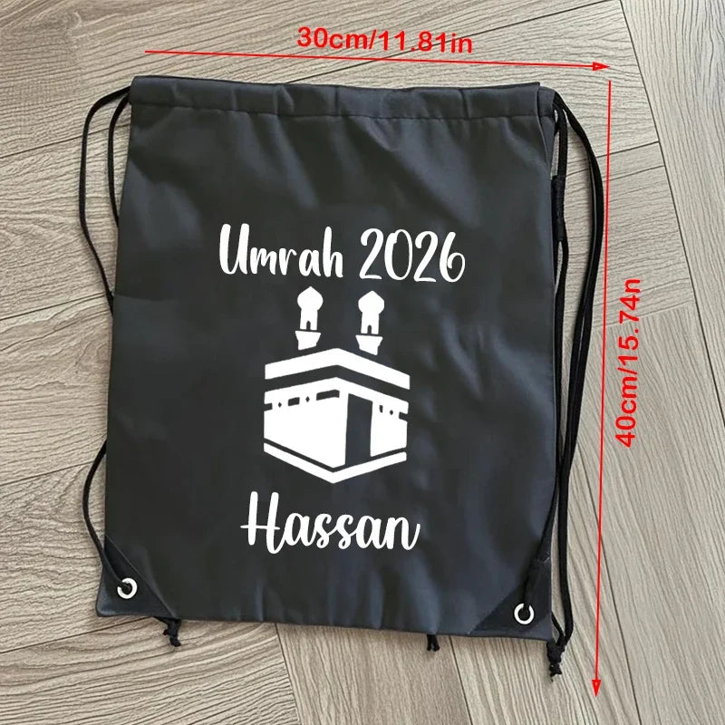 Personalized Umrah Mubarak Drawstring Bag | Hajj Eid Gift