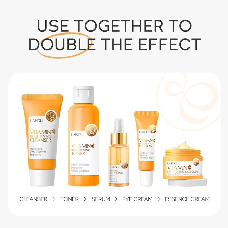 LAIKOU Vitamin C Face Cream Set – 5-Piece Korean Skincare Kit