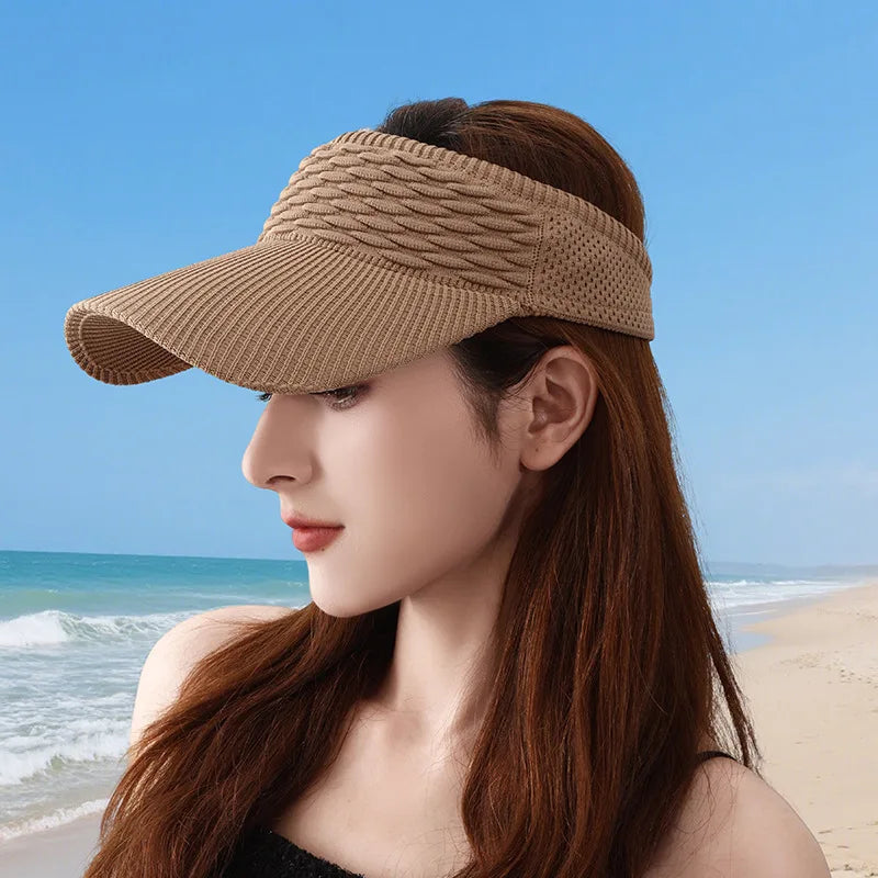 Women's Knitted Wide Brim Sun Hat – Breathable Beach Cap