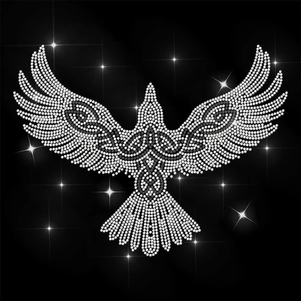 Glass Rhinestone Iron-On Appliqué – Raven Crow Design 29.7x21cm