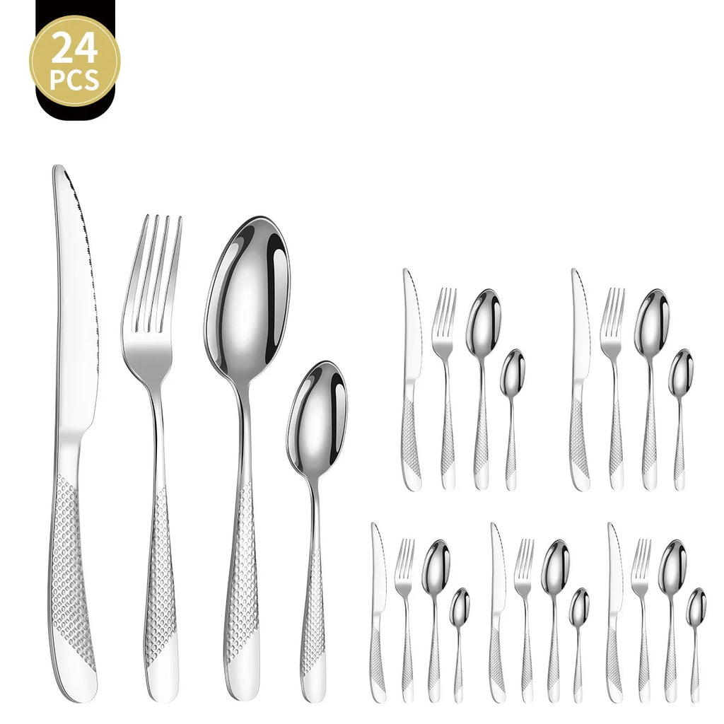 24-Piece Star Diamond Stainless Steel Cutlery Set – Serves 6