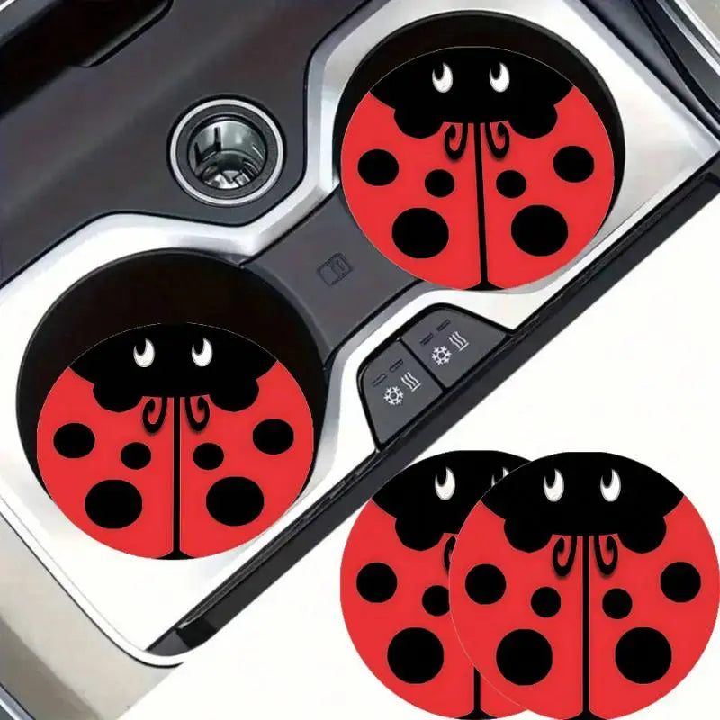 Ladybug Silicone Car Cup Coasters – Non-Slip Set of 2
