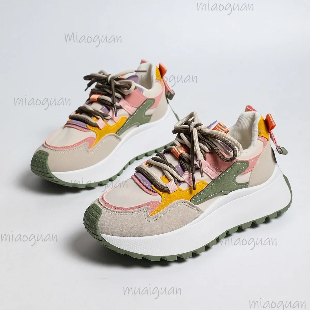 Women's Thick Sole Sneakers – Breathable Height Boost Casual Shoes