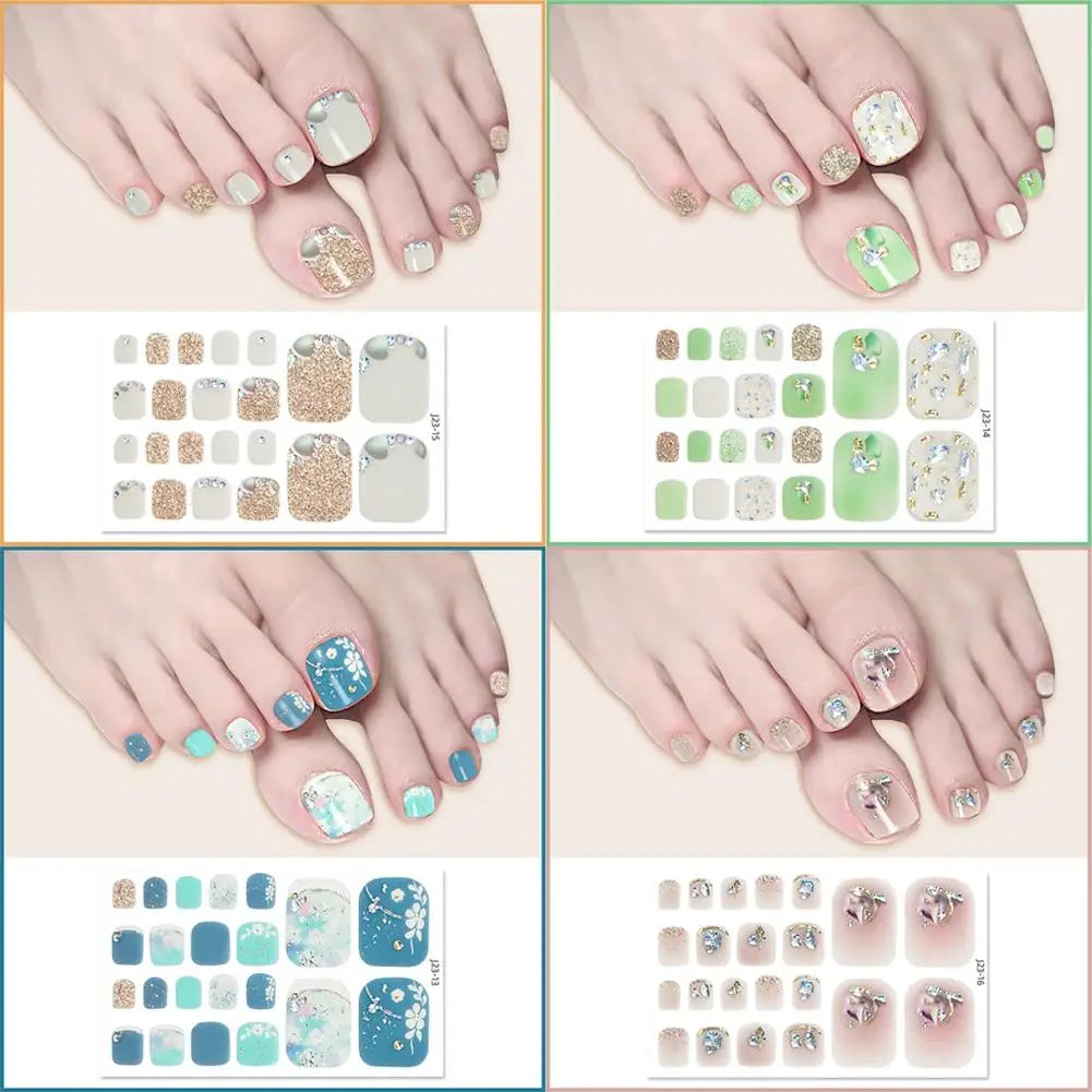 22-Piece Glitter Toe Nail Stickers – French Nail Wraps DIY