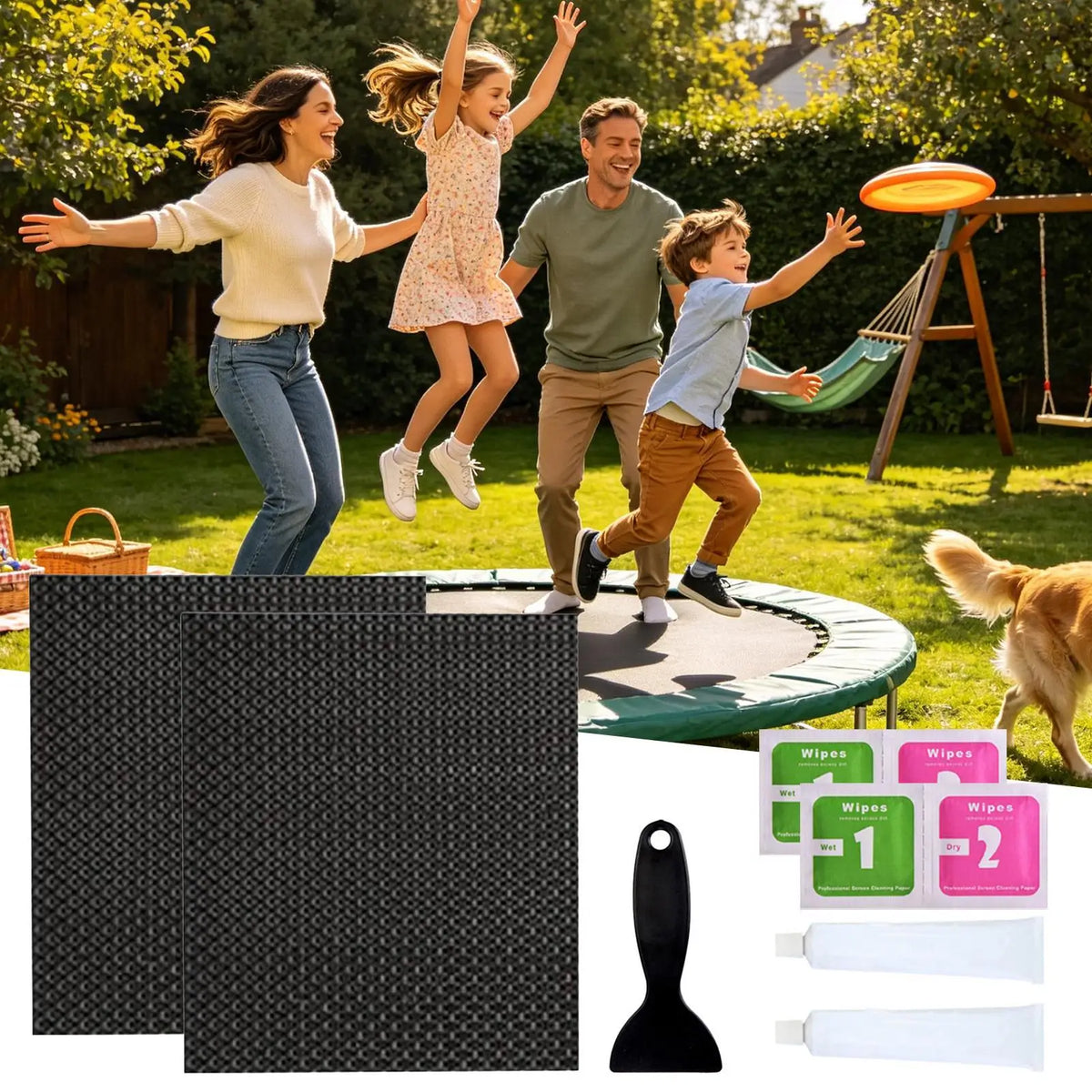 Trampoline Patch Repair Kit – Cuttable All-Weather Mat Fix