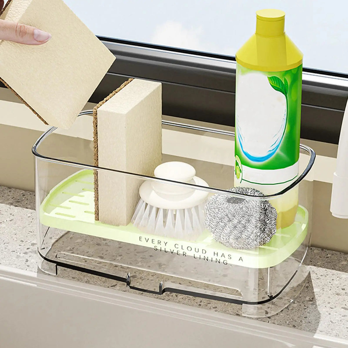 Self-Draining Sponge Holder Sink Caddy Kitchen Organizer