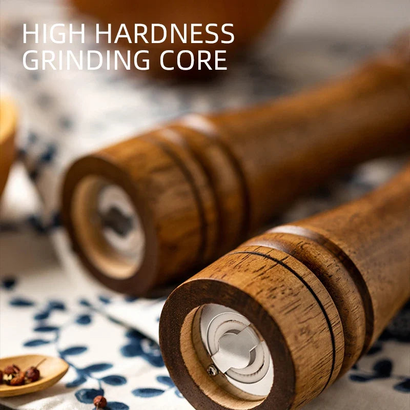 Oak Wood Pepper & Spice Mill Grinder – Ceramic Core Set