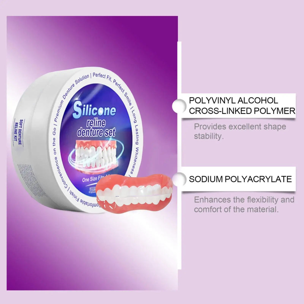 Silicone Denture Reliner Kit – Custom Fit Upper & Lower Braces