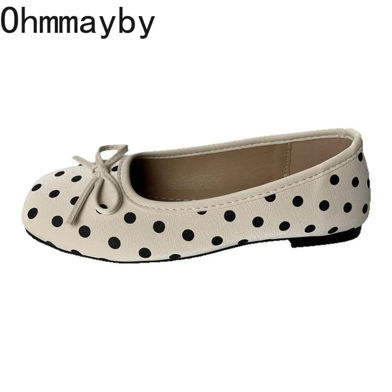Polka Dot Mary Jane Flats – Women's Slip-On Ballet Shoes