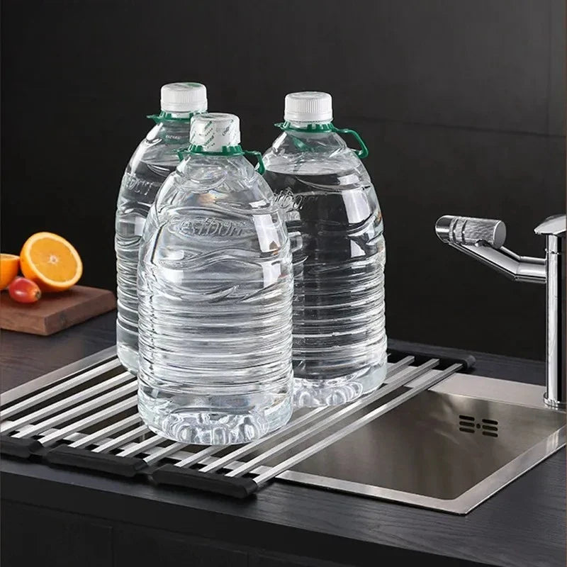 SUS304 Stainless Steel Foldable Roll-Up Dish Drying Rack