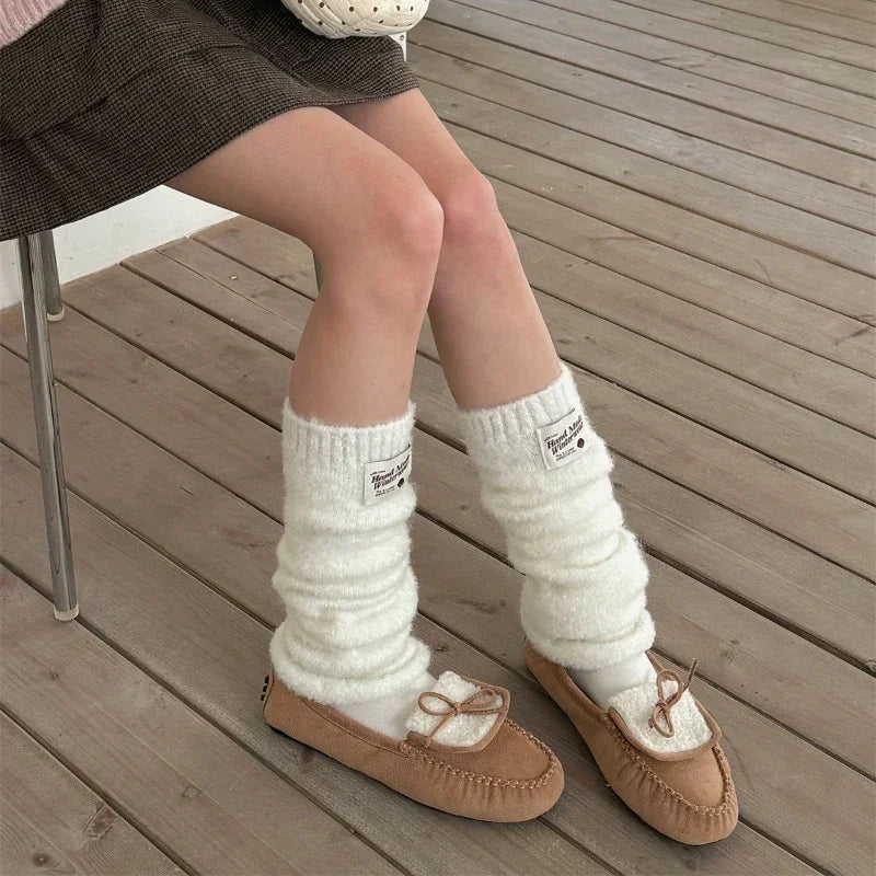Korean Marshmallow Patch Thick Slouch Socks | Leg Warmers