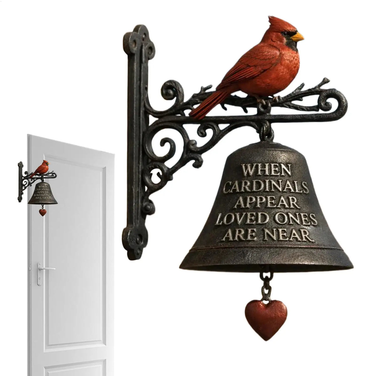 Red Bird Outdoor Dinner Bell – Farmhouse Garden Decor