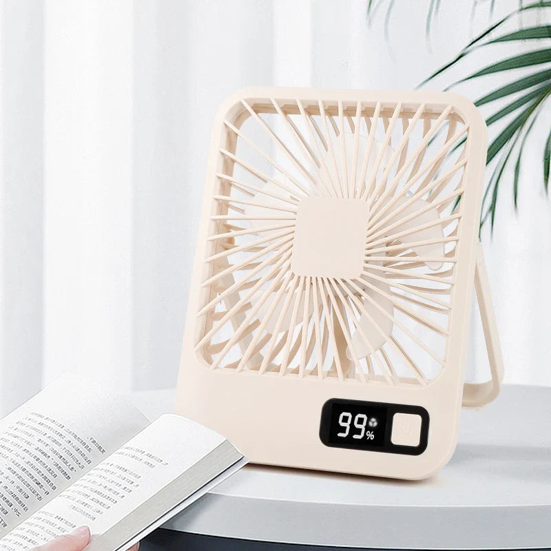 Rechargeable Foldable Desktop Fan | 5-Speed Type-C LED Display