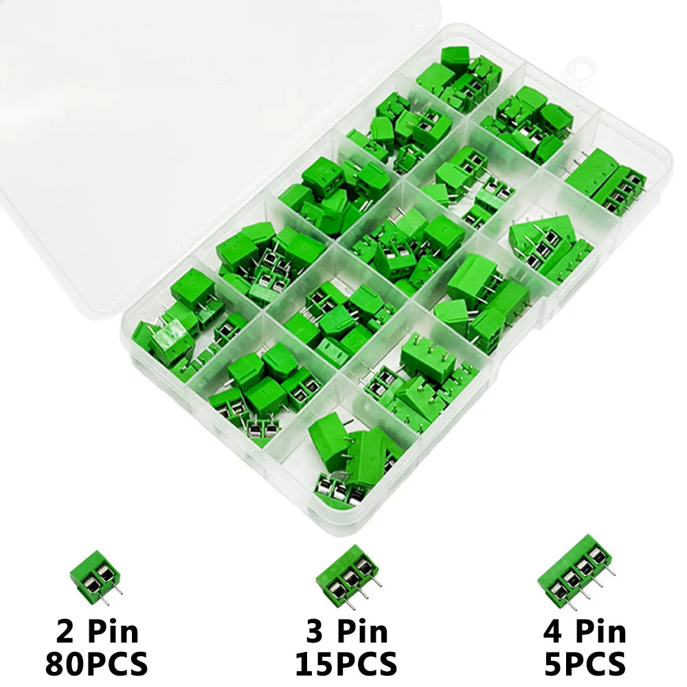 100PCS KF301 PCB Terminal Block Kit – 2P 3P 4P 5.08mm Plug-In