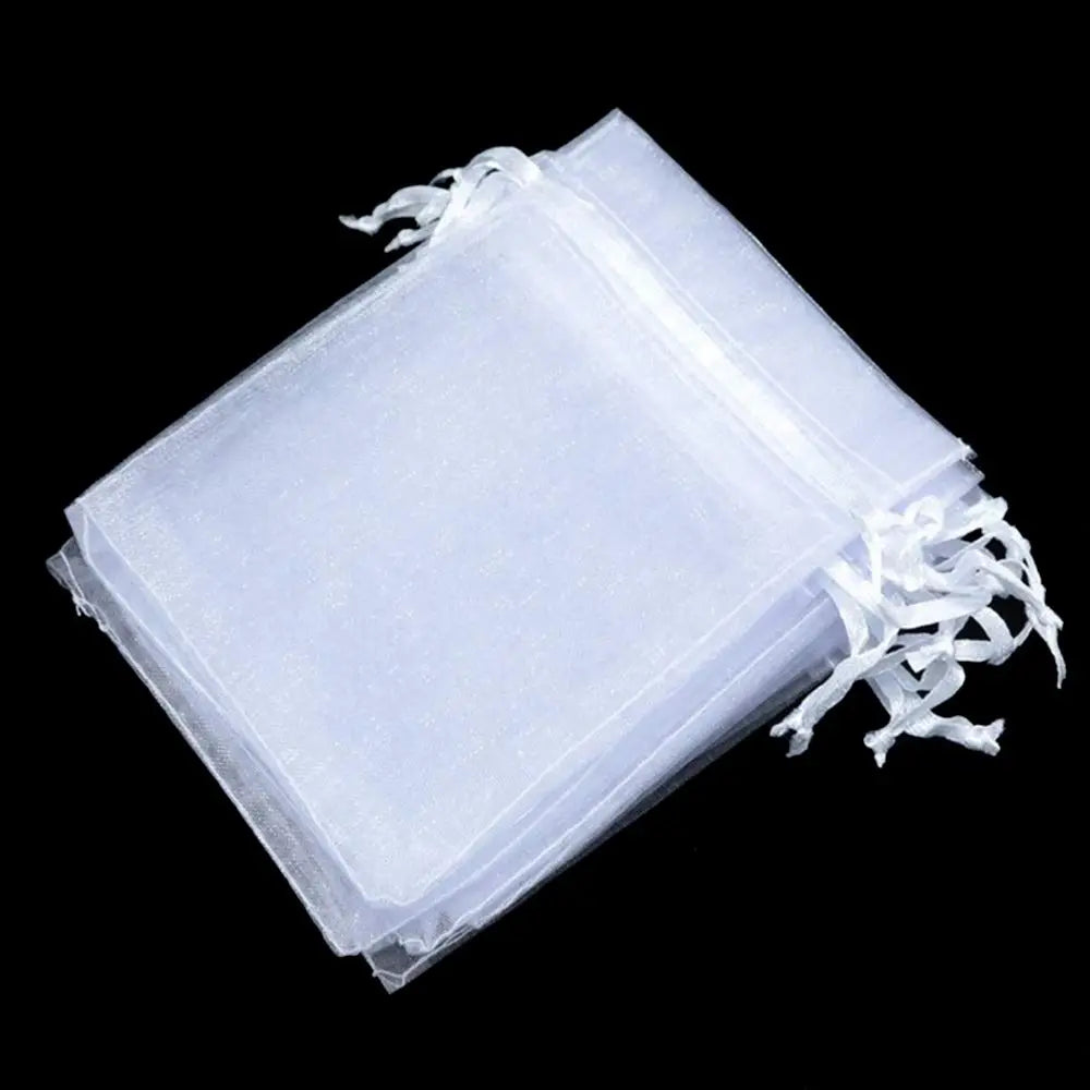 White Organza Drawstring Gift Bags 25/50 Pack – Party Pouches