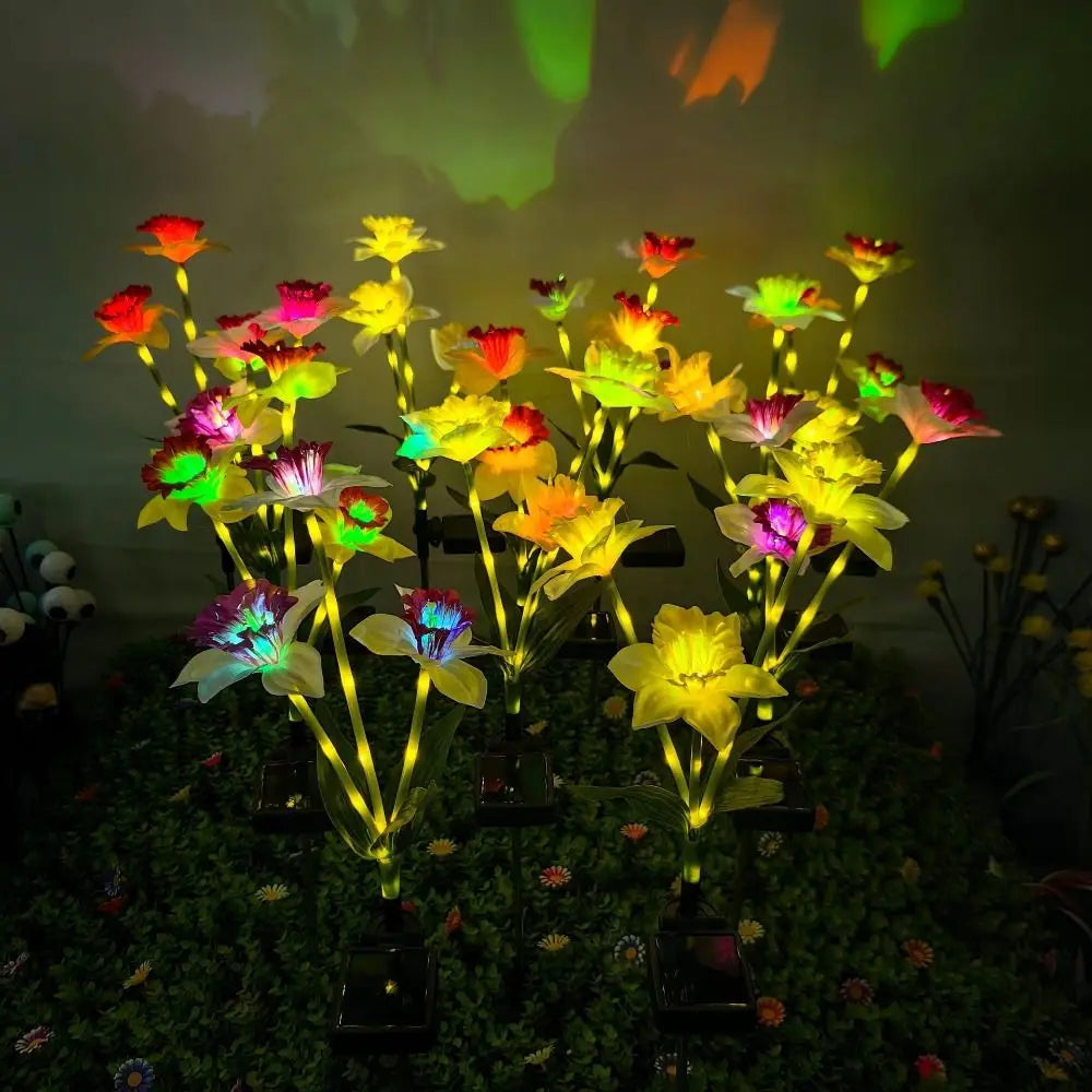 Solar Narcissus Flower Stake Lights – IP65 Waterproof Garden