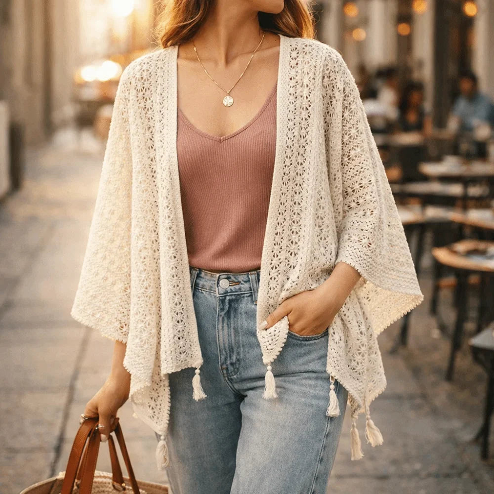 Bohemian Crochet Tassel Shawl – Women's Beach Cover-Up