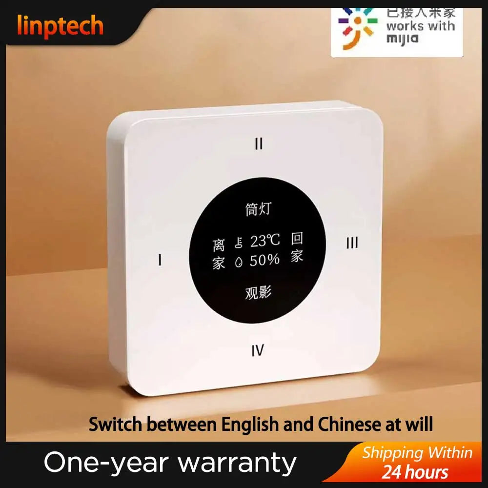 Linptech Wireless Switch KS1 Glass Screen Temperature Humidity Sensor