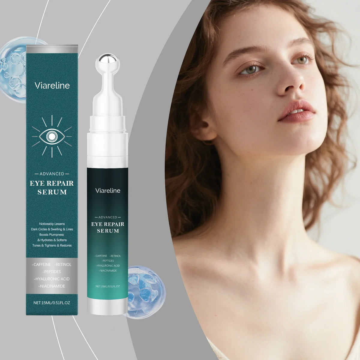 Viareline Retinol Eye Serum Roller – Dark Circles & Bags