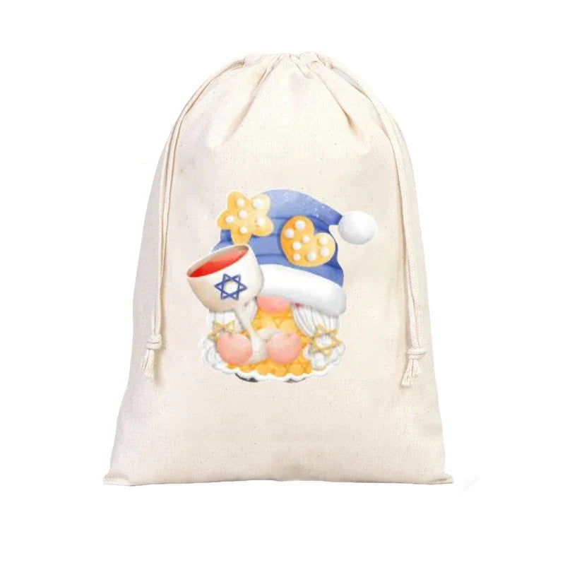 4-Pack Hanukkah Drawstring Bags | Jewish Holiday Gift Bags