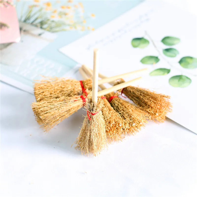Mini Witch Straw Brooms Halloween Hanging Ornaments 1/3/6pcs