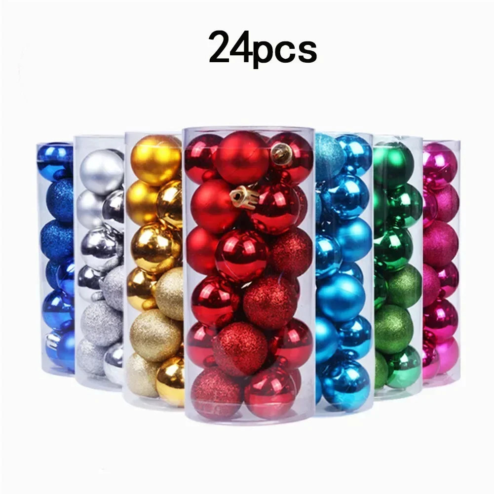 24-Pack 3cm Christmas Ball Ornaments – Shiny, Matte & Glitter