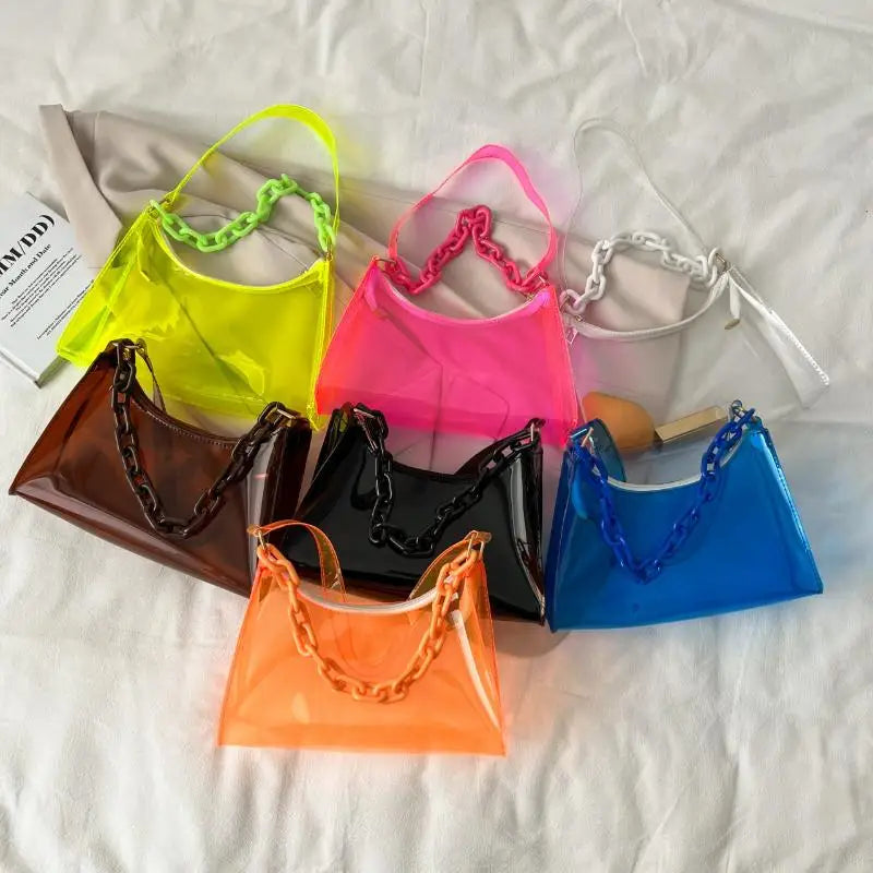 Clear Jelly Shoulder Bag – Y2K Transparent Underarm Purse